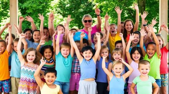 Cambridge Summer Day Campers In Happy Pose
