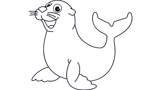Line drawing of smiling seal (animal) Cambridge Summer Camp