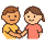Flat vector icon of two smiling children symbolizing friendship and community for youth summer camp.